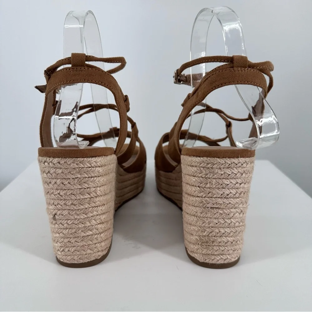 Sun + Stone Tinsleyy Strappy Espadrille Platform Wedge Sandals in Tan size 9.5